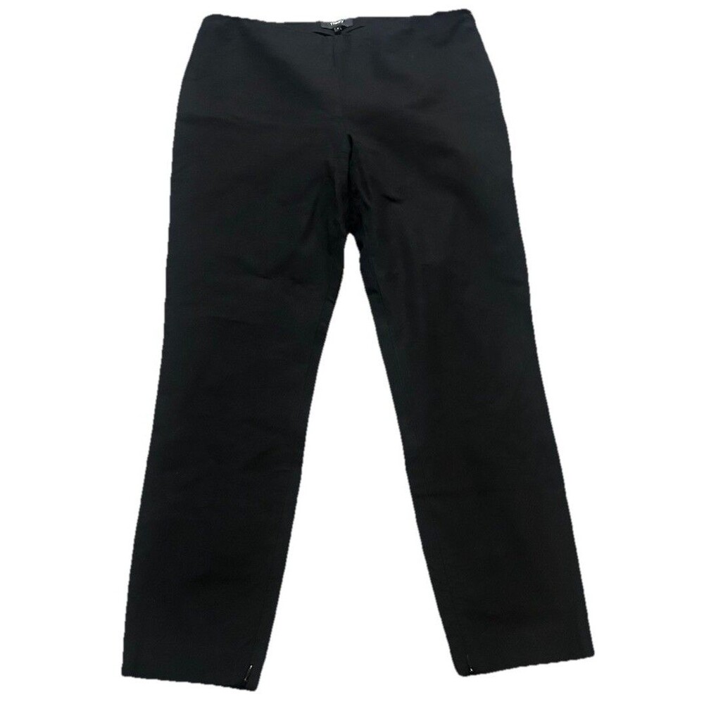 Theory Black High Waist Dress Pants Women Sz 8 Ankle Zip Side Zip Classic Chic